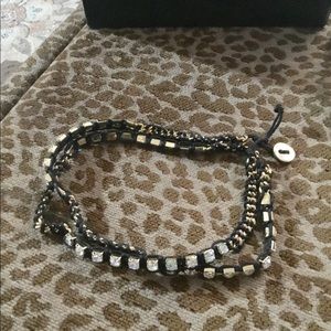 black and gold with iridescent wrap bracelet